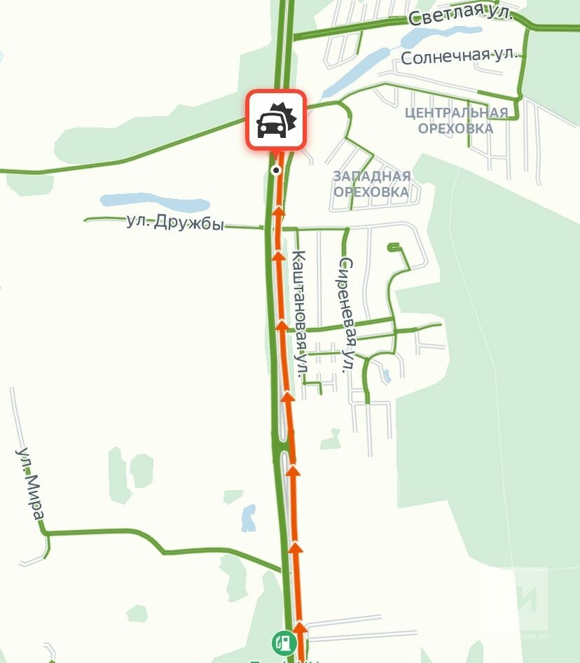 Из-за массовой аварии затруднено движение из Зеленодольска в Казань