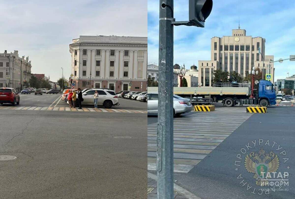 Перед Театром оперы и балета в Казани оборудовали островок безопасности для пешеходов